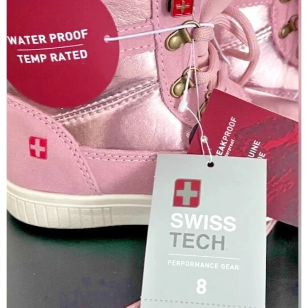 SWISS TECH BABY GIRL 3M Pink Faux Fur Suede Waterproof Boots SIZE 6 NEW